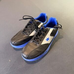 Brunswick Renegade Bowling Shoes Black Blue Crown Logo Size 10.5 US Men